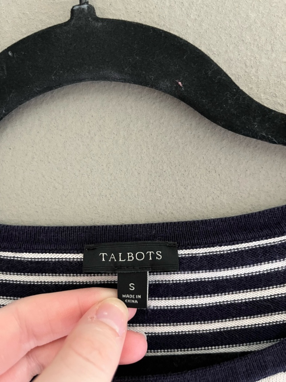 Talbots Black & White Striped Raglan Tee Classic Fit Preppy Nautical Small - Picture 4 of 7